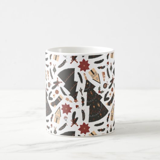 ヴィンテージクリスマスツリーポインセチア コーヒーマグカップ (中央)