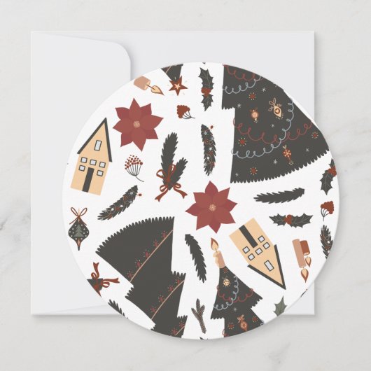 ヴィンテージクリスマスツリーポインセチア シーズンカード (正面)