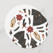 ヴィンテージクリスマスツリーポインセチア シーズンカード (正面/裏面)