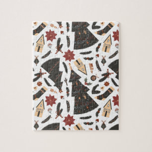 ヴィンテージクリスマスツリーポインセチア ジグソーパズル