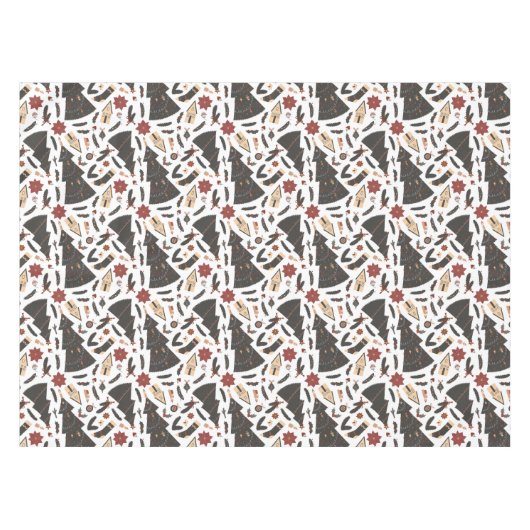 ヴィンテージクリスマスツリーポインセチア テーブルクロス (正面(横))