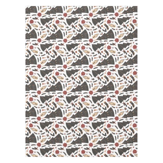 ヴィンテージクリスマスツリーポインセチア テーブルクロス (正面)