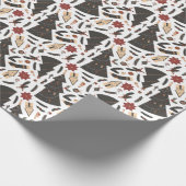 ヴィンテージクリスマスツリーポインセチア ラッピングペーパー (角)