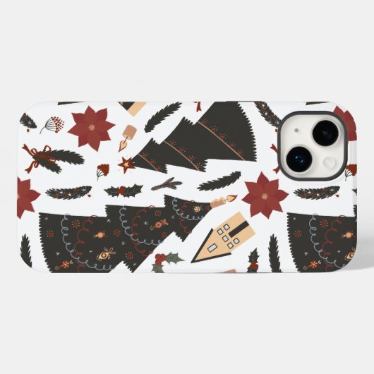 ヴィンテージクリスマスツリーポインセチア Case-Mate iPhoneケース (裏面 (横))