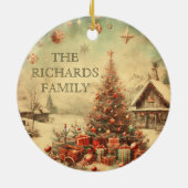 ヴィンテージクリスマスツリーメリークリスマス セラミックオーナメント (裏面)