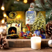 ヴィンテージクリスマスツリーリビングルームシーン シーズンカード