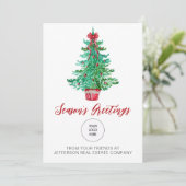 ヴィンテージクリスマスツリー会社のロゴビジネス シーズンカード (スタンド正面)