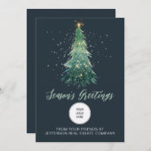ヴィンテージクリスマスツリー会社のロゴビジネス シーズンカード (正面/裏面)