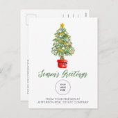 ヴィンテージクリスマスツリー会社のロゴビジネス シーズンポストカード (正面/裏面)