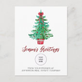 ヴィンテージクリスマスツリー会社のロゴビジネス シーズンポストカード (正面)