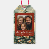 ヴィンテージクリスマスツリー写真クリスマス ギフトタグ (正面)