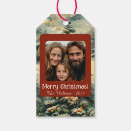 ヴィンテージクリスマスツリー写真クリスマス ギフトタグ