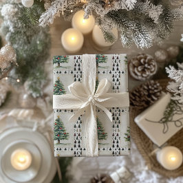 ヴィンテージクリスマスツリー切手 ラッピングペーパー