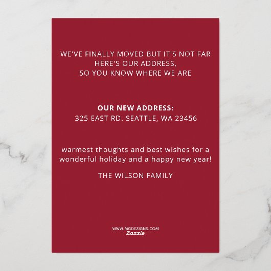 ヴィンテージクリスマスツリー移動 箔シーズンカード (裏面)