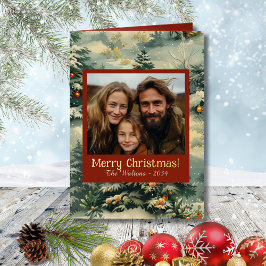 ヴィンテージクリスマスツリー箔メリークリスマスフォト 箔シーズンカード