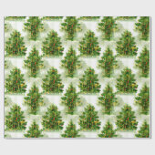 ヴィンテージクリスマスツリー装飾パターンギフト ラッピングペーパー (フラット)
