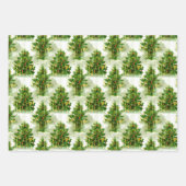 ヴィンテージクリスマスツリー装飾パターン ラッピングペーパーシート (正面2)