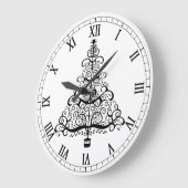 ヴィンテージクリスマスツリー装飾ビクトリアン巻 ラージ壁時計 (傾斜)