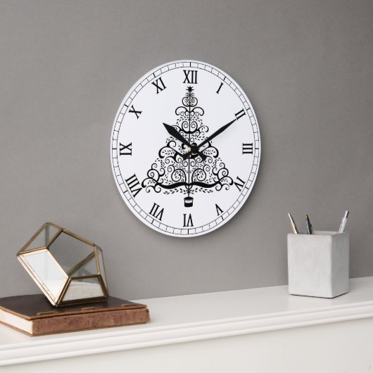 ヴィンテージクリスマスツリー装飾ビクトリアン巻 ラージ壁時計 (オフィス)