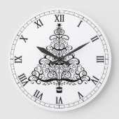 ヴィンテージクリスマスツリー装飾ビクトリアン巻 ラージ壁時計 (正面)