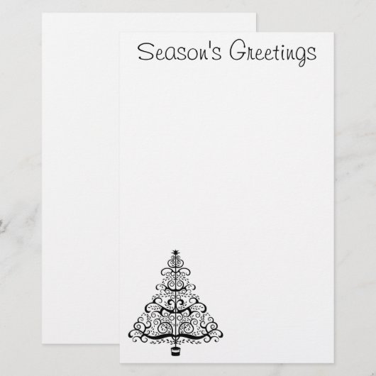 ヴィンテージクリスマスツリー装飾ビクトリアン巻 便箋 (正面/裏面)