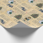 ヴィンテージクリスマスツリー雪だるまミュージックガールホリデイ ラッピングペーパー (角)