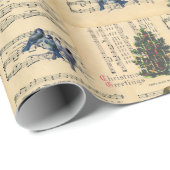 ヴィンテージクリスマスツリー雪だるまミュージックガールホリデイ ラッピングペーパー (ロールコーナー)