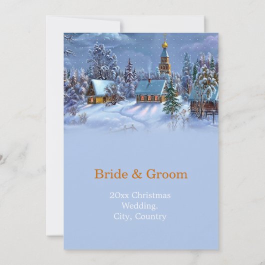 ヴィンテージクリスマスツリー雪の多い世界の結婚休日 招待状 (裏面)