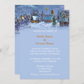 ヴィンテージクリスマスツリー雪の多い世界の結婚休日 招待状 (正面/裏面)