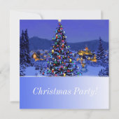 ヴィンテージクリスマスツリー雪の夜のパーティー 招待状 (裏面)