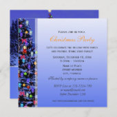 ヴィンテージクリスマスツリー雪の夜のパーティー 招待状 (正面/裏面)