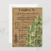 ヴィンテージクリスマスツリー音楽ホリデーポストカード シーズンポストカード (正面/裏面)