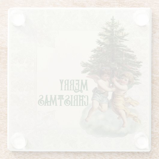 ヴィンテージクリスマスツリー&エンジェルカスタムズ ガラスコースター (裏面)