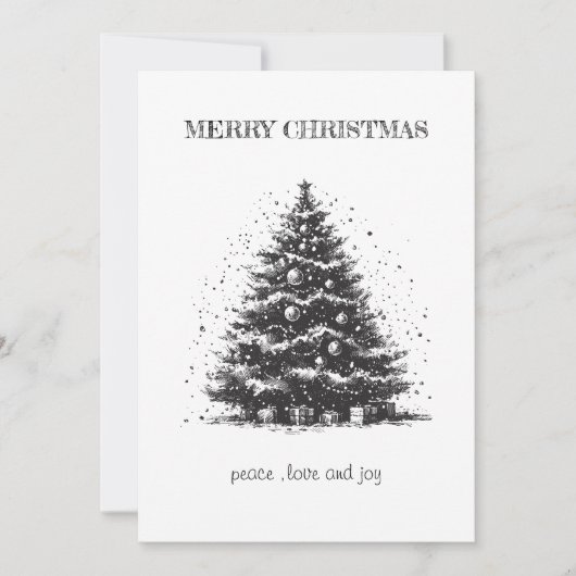 ヴィンテージクリスマスツリー クリスマスカード 招待状 (正面)