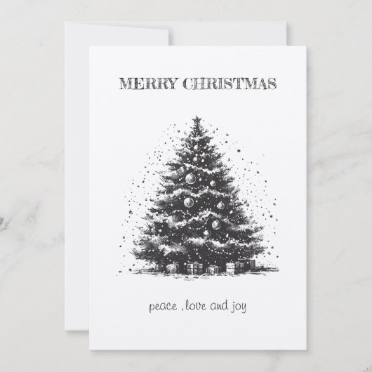 ヴィンテージクリスマスツリー クリスマスカード 招待状 (正面)