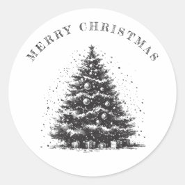ヴィンテージクリスマスツリー クリスマス ラウンドシール