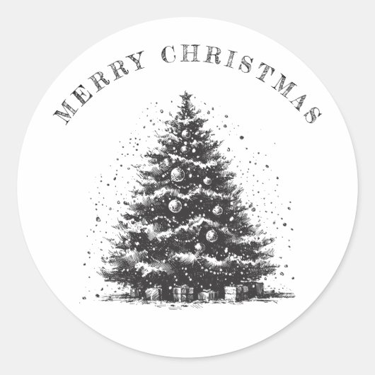 ヴィンテージクリスマスツリー クリスマス ラウンドシール (正面)