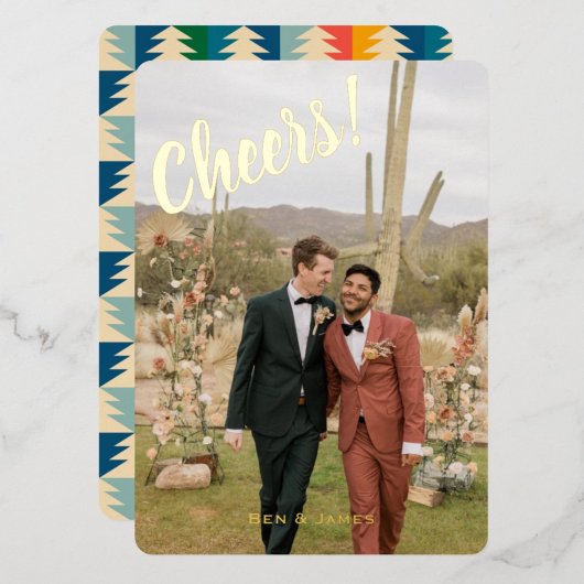 ヴィンテージクリスマスツリー　ゴールド　写真1枚 箔シーズンカード