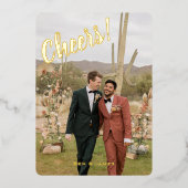 ヴィンテージクリスマスツリー　ゴールド　写真1枚 箔シーズンカード (正面)