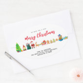 ヴィンテージクリスマスツリー、ジンジャーブレッド、サンタ 楕円形シール (封筒)