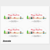 ヴィンテージクリスマスツリー、ジンジャーブレッド、サンタ 楕円形シール (シート)