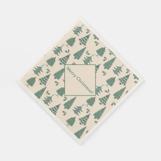 ヴィンテージクリスマスツリー スタンダードランチョンナプキン (角)