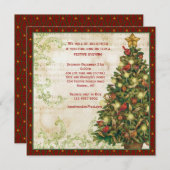 ヴィンテージクリスマスツリー スワールパーティー招待状 招待状 (正面/裏面)