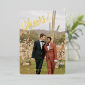 ヴィンテージクリスマスツリー　チアーズ　ゴールド写真1枚 箔シーズンカード (立ち正面)