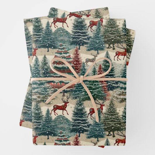 ヴィンテージクリスマスツリー ラッピングペーパーシート (インサイチュ)