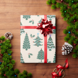 ヴィンテージクリスマスツリー ラッピングペーパー