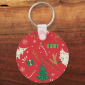 ヴィンテージクリスマスツリー：装飾デザイン。 キーホルダー (裏面)