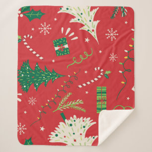 ヴィンテージクリスマスツリー：装飾デザイン。 シェルパブランケット