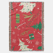 ヴィンテージクリスマスツリー：装飾デザイン。 スローブランケット (正面縦)