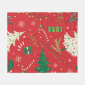 ヴィンテージクリスマスツリー：装飾デザイン。 フリースブランケット (正面(横))